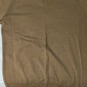 Tan V-Neck Sweater in Lightweight Knit